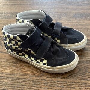 Vans Kids Black and Cream Checkered Sneakers